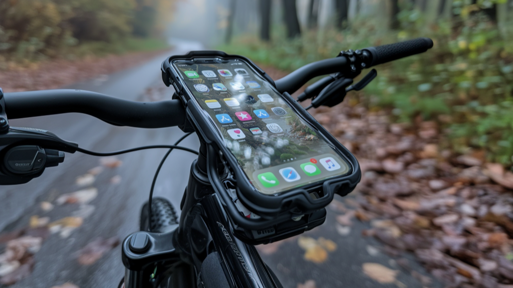 Immagine che mostra il computer da bicicletta Bosch Nyon in uso mentre è montato sulla bicicletta.